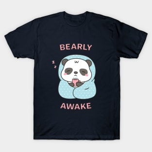 Bearly Awake Cute Little Panda With Blanket T-Shirt